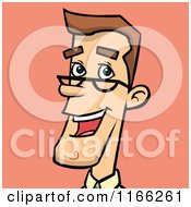 Cartoon Of A Bespectacled Business Man Avatar On Pink Royalty Free Vector Clipart