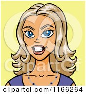 Cartoon Of A Blond Woman Avatar On Yellow Royalty Free Vector Clipart