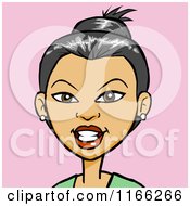 Cartoon Of An Asian Woman Avatar On Pink 2 Royalty Free Vector Clipart