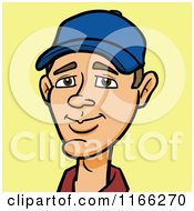 Cartoon Of A Man Wearing A Baseball Cap Avatar On Yellow Royalty Free Vector Clipart