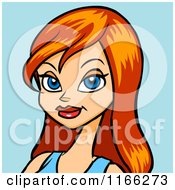 Poster, Art Print Of Red Haired Woman Avatar On Blue
