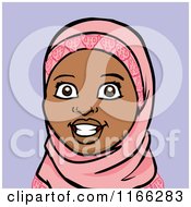 Cartoon Of A Muslim Woman Avatar On Purple Royalty Free Vector Clipart