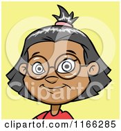 Cartoon Of A Bespectacled Indian Girl Avatar On Green Royalty Free Vector Clipart