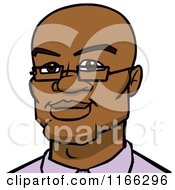 Cartoon Of A Bespectacled Bald Black Man Avatar Royalty Free Vector Clipart by Cartoon Solutions #COLLC1166296-0176