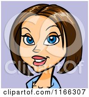 Cartoon Of A Brunette Woman Avatar On Purple Royalty Free Vector Clipart