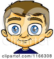 Cartoon Of A Brunette Haired Blue Eyed Boy Avatar Royalty Free Vector Clipart