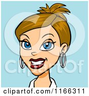 Cartoon Of A Dirty Blond Woman Avatar On Blue Royalty Free Vector Clipart