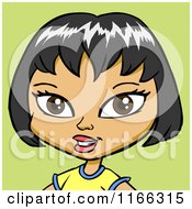 Cartoon Of An Asian Woman Avatar On Green Royalty Free Vector Clipart