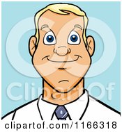 Cartoon Of A Blond Business Man Avatar On Blue Royalty Free Vector Clipart