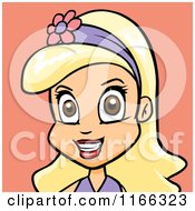 Cartoon Of A Blond Woman Avatar On Pink 4 Royalty Free Vector Clipart