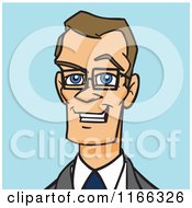 Poster, Art Print Of Bespectacled Business Man Avatar On Blue