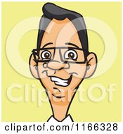 Poster, Art Print Of Bespectacled Man Avatar On Yellow