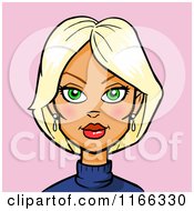 Cartoon Of A Blond Woman Avatar On Pink 3 Royalty Free Vector Clipart