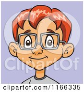 Poster, Art Print Of Red Haired Bespectacled Boy Avatar Over Purple