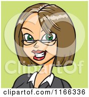 Poster, Art Print Of Bespectacled Woman Avatar On Green