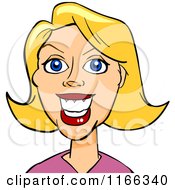 Cartoon Of A Blond Woman Avatar 3 Royalty Free Vector Clipart
