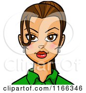 Cartoon Of A Brunette Woman Avatar 3 Royalty Free Vector Clipart