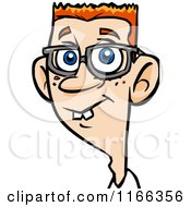 Cartoon Of A Buck Toothed Bespectacled Red Haired Man Avatar Royalty Free Vector Clipart