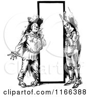 Retro Vintage Black And White Tin Man And Scarecrow By A Sign