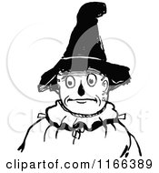 Clipart Of A Retro Vintage Black And White Land Of Oz Scarecrow Royalty Free Vector Illustration