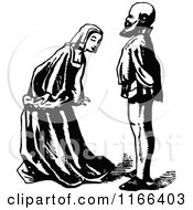Clipart Of A Retro Vintage Black And White Woman Bowing To A Man Royalty Free Vector Illustration by Prawny Vintage