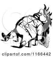 Clipart Of A Retro Vintage Black And White Fat Man Sleeping In A Chair Royalty Free Vector Illustration