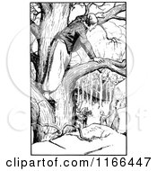 Clipart Of A Retro Vintage Black And White Man Spying In A Tree Royalty Free Vector Illustration by Prawny Vintage