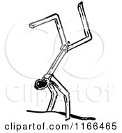 Clipart Of A Retro Vintage Black And White Match Stick Man Royalty Free Vector Illustration