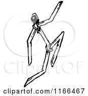 Clipart Of A Retro Vintage Black And White Match Stick Man 2 Royalty Free Vector Illustration