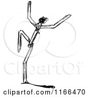 Clipart Of A Retro Vintage Black And White Match Stick Man 3 Royalty Free Vector Illustration