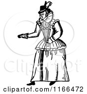 Clipart Of A Retro Vintage Black And White Lady Pointing Royalty Free Vector Illustration
