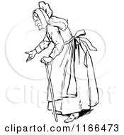 Clipart Of A Retro Vintage Black And White Old Woman Gesturing Royalty Free Vector Illustration