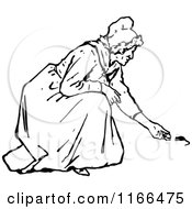 Poster, Art Print Of Retro Vintage Black And White Old Woman Feeding Mice