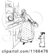 Poster, Art Print Of Retro Vintage Black And White Dog And Old Mother Hubbard