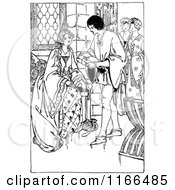 Clipart Of A Retro Vintage Black And White Medieval Man And Queen Royalty Free Vector Illustration by Prawny Vintage
