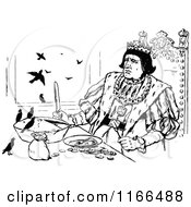 Poster, Art Print Of Retro Vintage Black And White Medieval King And Birds With A Pie