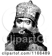 Clipart Of A Retro Vintage Black And White Ancient King Royalty Free Vector Illustration