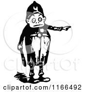 Clipart Of A Retro Vintage Black And White Police Man Pointing Royalty Free Vector Illustration by Prawny Vintage