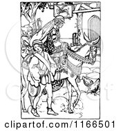 Poster, Art Print Of Retro Vintage Black And White Medieval Pirncess On Horseback