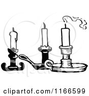 Clipart Of Retro Vintage Black And White Candles Royalty Free Vector Illustration by Prawny Vintage