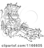 Poster, Art Print Of Retro Vintage Black And White Children On A Cat Drawn Carriage