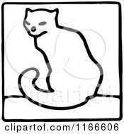 Poster, Art Print Of Retro Vintage Black And White Cat Icon