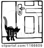 Clipart Of A Retro Vintage Black And White Cat Icon 4 Royalty Free Vector Illustration