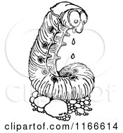 Clipart Of A Retro Vintage Black And White Caterpillar Drooling Royalty Free Vector Illustration by Prawny Vintage
