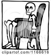 Clipart Of A Retro Vintage Black And White Man In A Chair Icon Royalty Free Vector Illustration