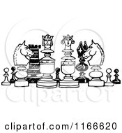 Retro Vintage Black And White Chess Pieces