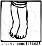 Clipart Of A Retro Vintage Black And White Childs Feet Icon Royalty Free Vector Illustration