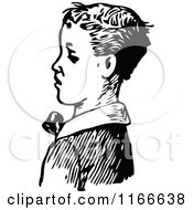 Poster, Art Print Of Retro Vintage Black And White Boy In Profile