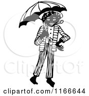 Poster, Art Print Of Retro Vintage Black And White African Man With A Pipe And Umbrella
