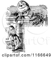 Poster, Art Print Of Retro Vintage Black And White Alice And Humpty Dumpty Frame